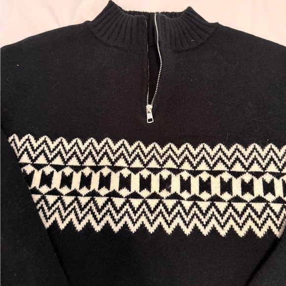 P'tula Other - P'tula Black & White Half-Zip Fair Isle Sweater